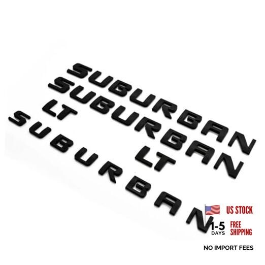 5pcs Suburban LT Letters Badges Emblem Nameplate Replacement for Matte Black