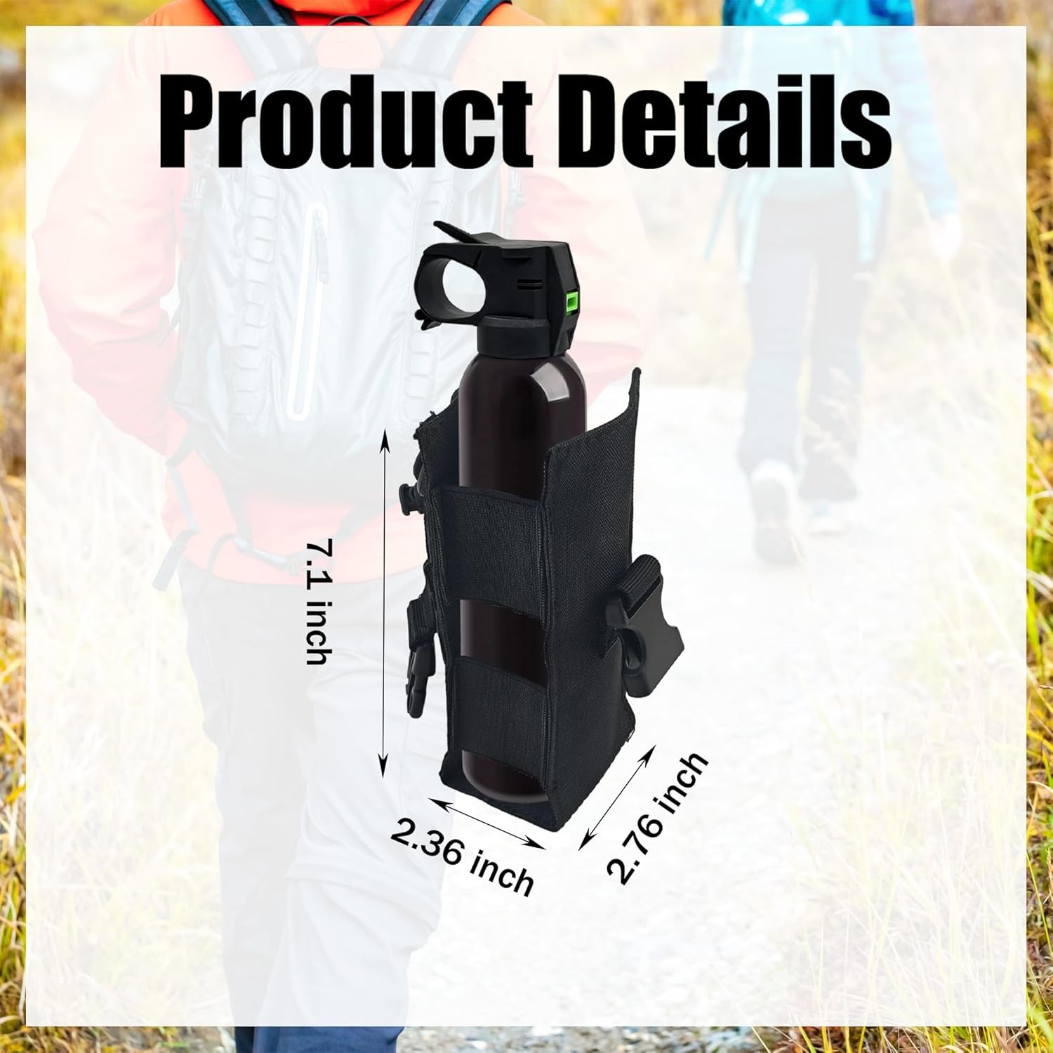 Bear Spray Holster Fits 7.9, 9.2 & 10.2oz Canisters, Quick Release Outdoor Pouch