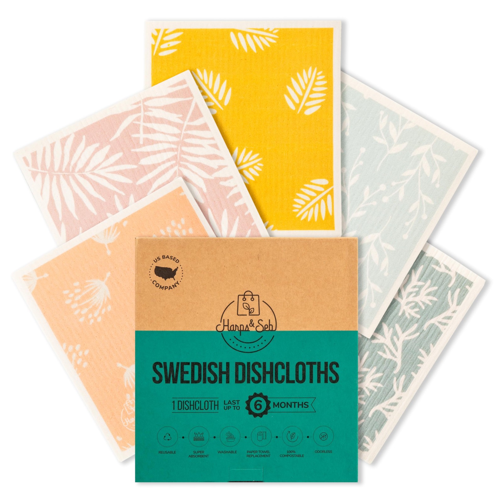 Swedish Dishcloths For Kitchen Dish Towels 5 Pack Nonscratch Reusable Paper Towe