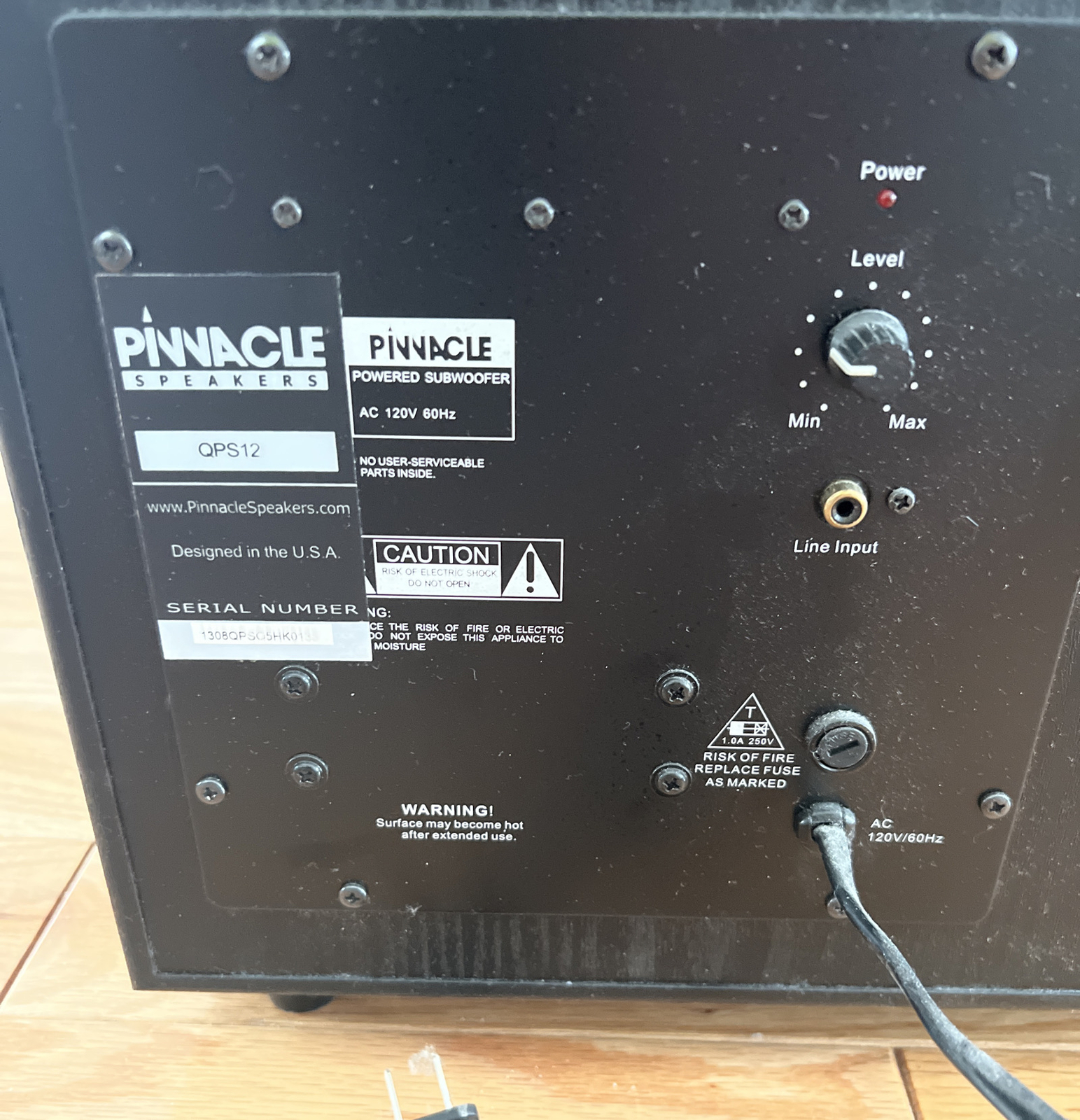 PINMACLE SPEAKERS MODEL OPS12 SUBWOOFER, 12” SPEAKERS