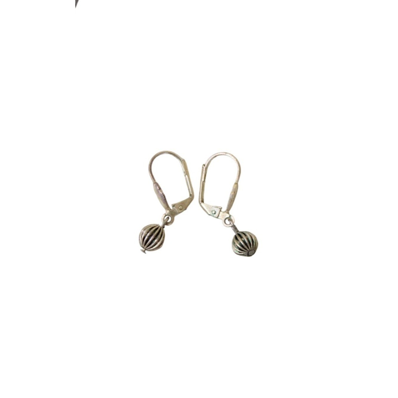 Beaded Dangle Earrings Pierced Vintage Silvertone Silver Tone 91827