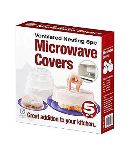 5 Pack Microwave Plate Covers with Steam Vents – Nesting Food Covers, Splatte...
