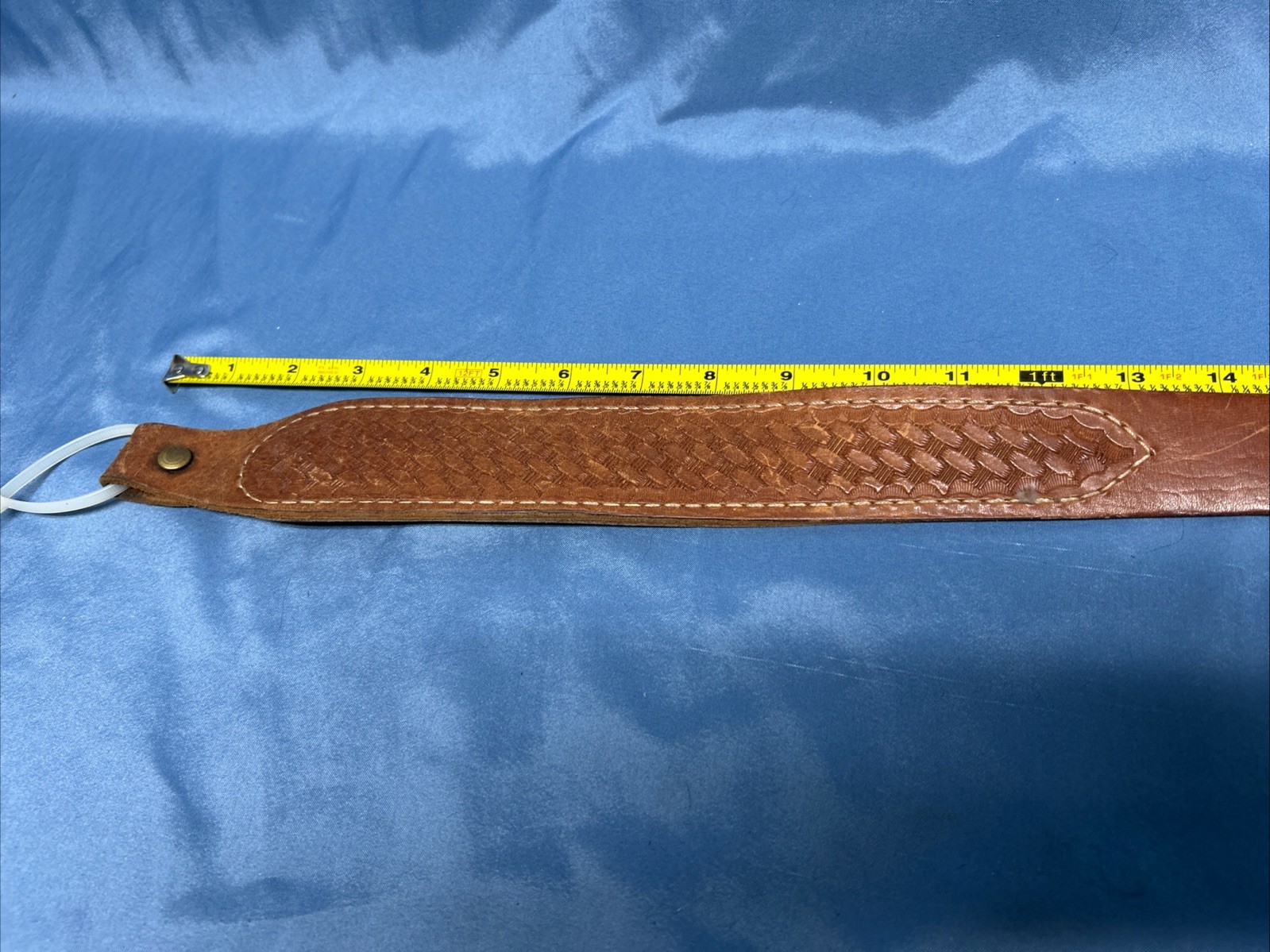 Vintage Used Basket Weave Tooled Leather Rifle Sling