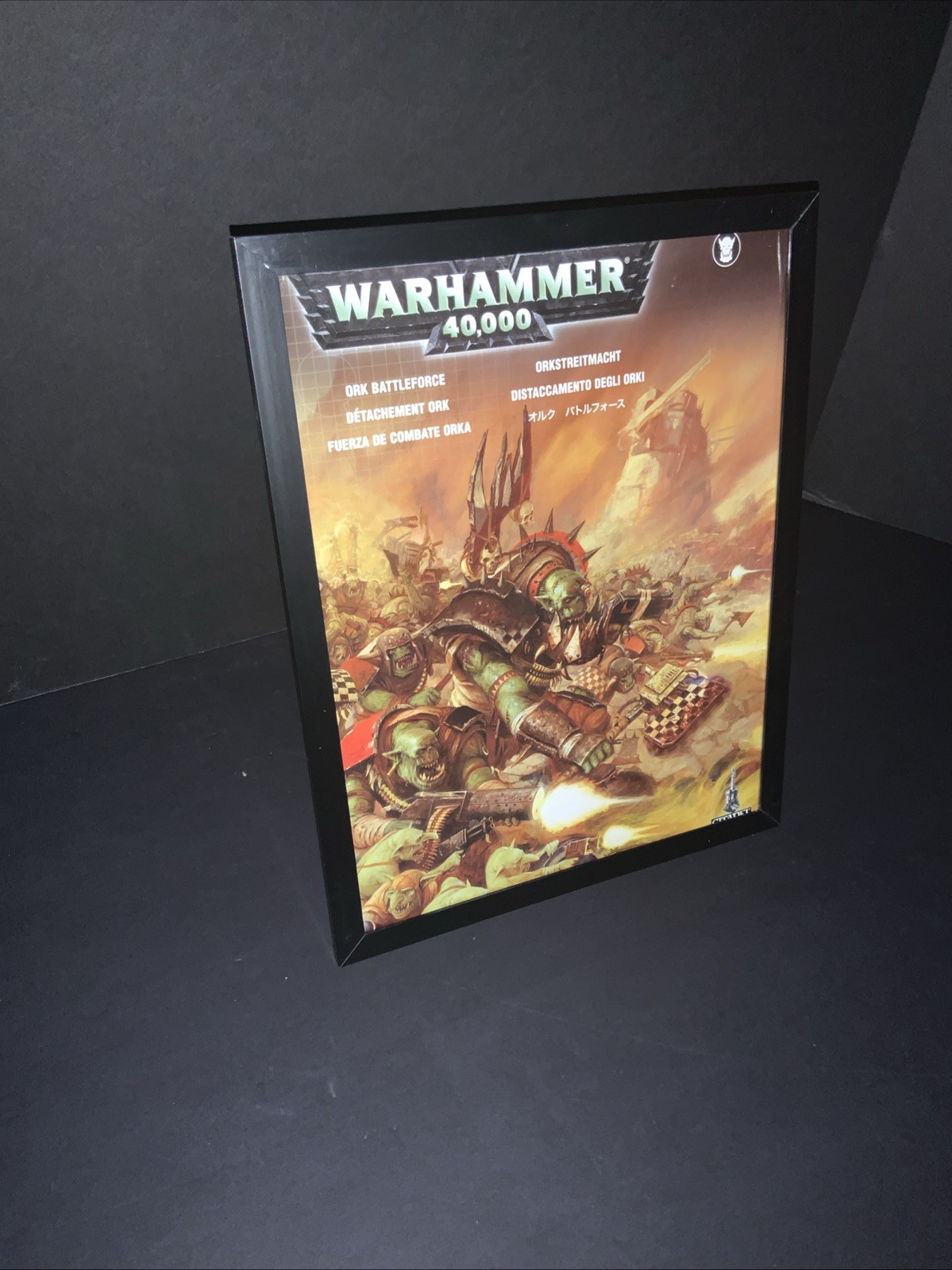 Framed OOP Ork Battleforce Warhammer 40K Box Art Hobby / Game Room Decor