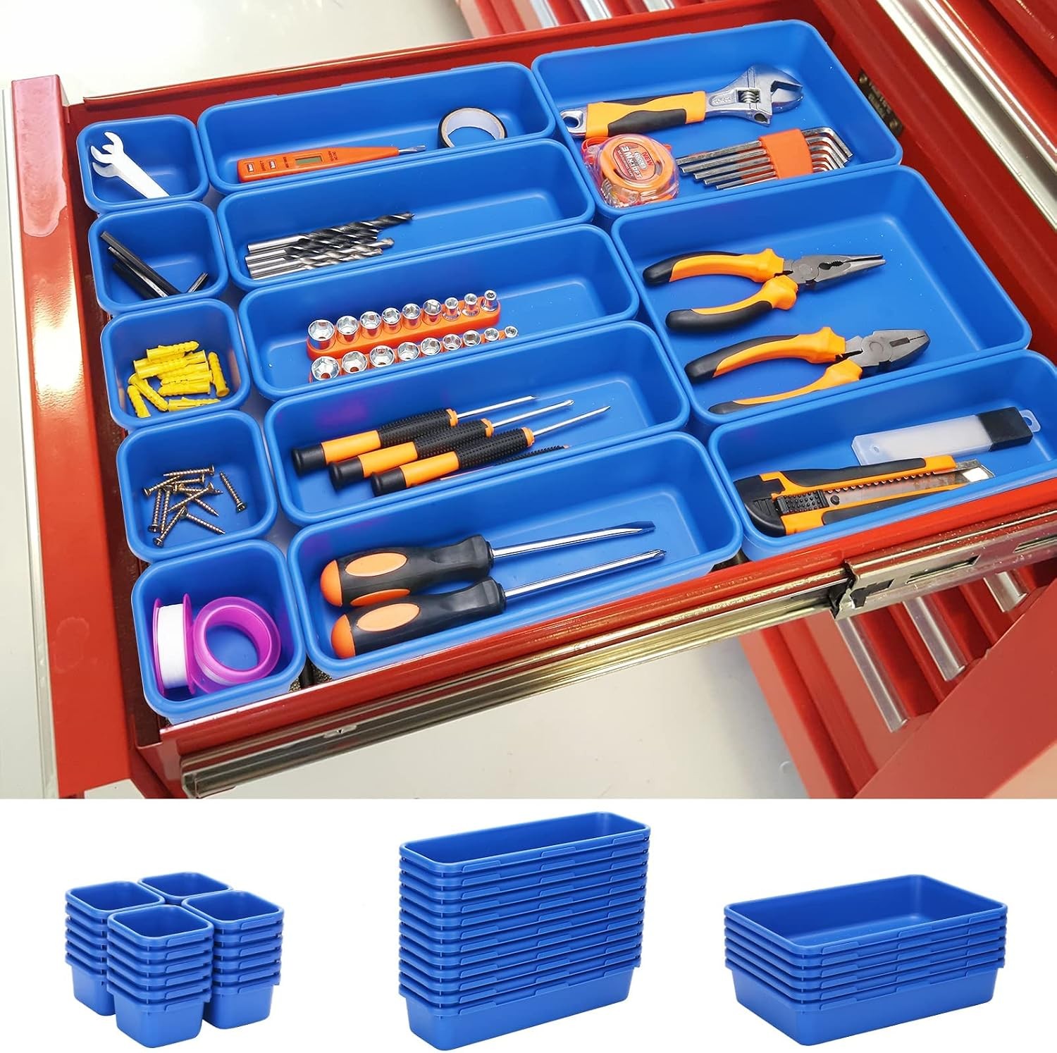 42 Pack Tool Box Organizer Tool Tray Dividers Rolling Tool Drawer Organization