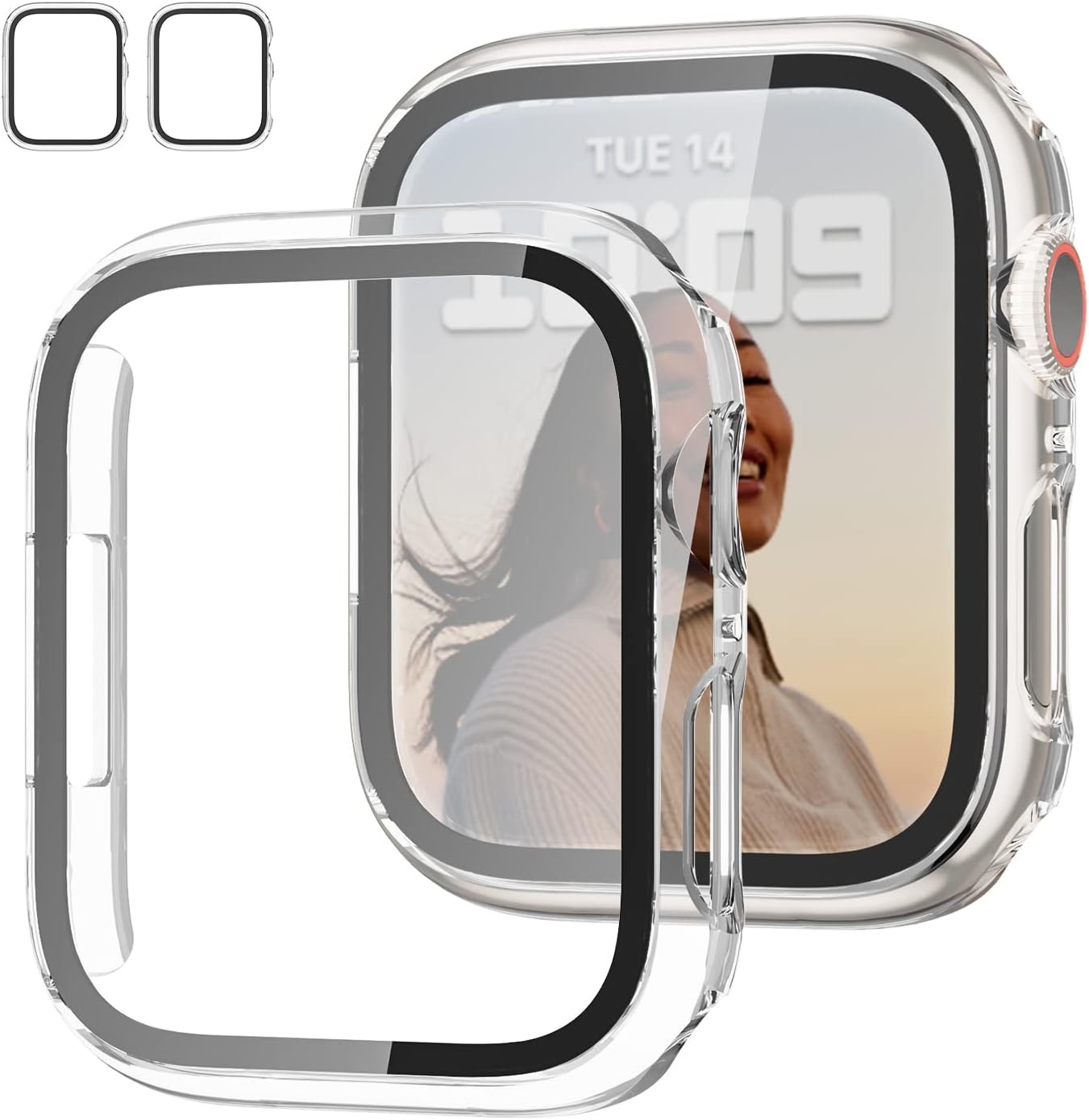 Slim Guard 2 Pack for Apple Watch 41mm with Tempered Glass Screen Protector