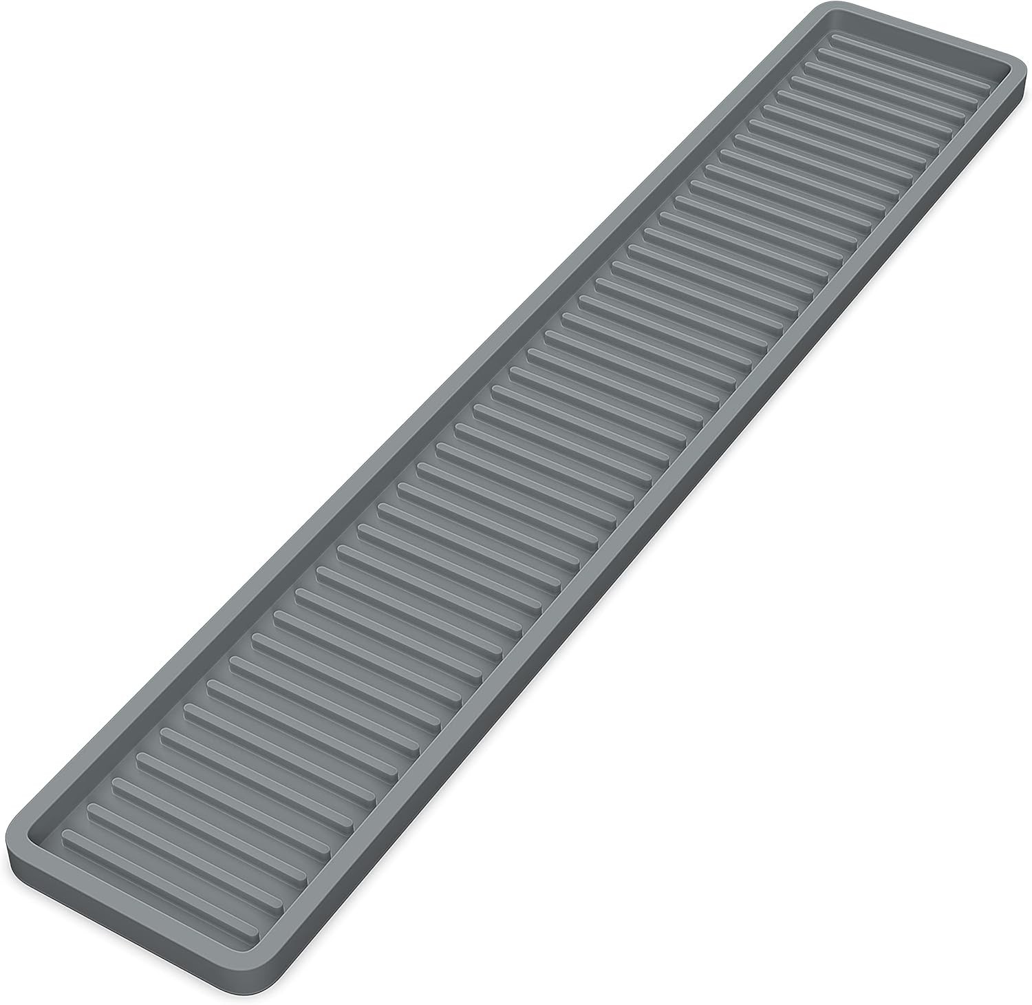 Bandeja silicona estrecha fregadero 17.7"x3.1" organizador cocina baño gris