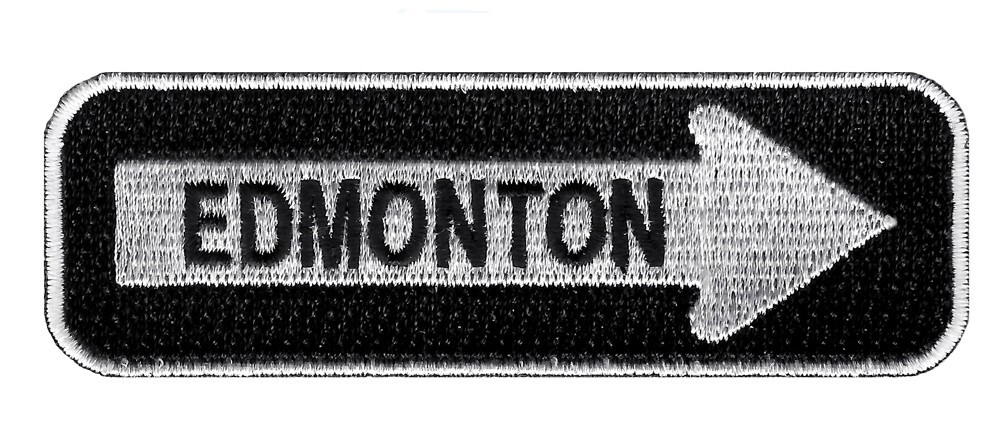 EDMONTON ONE-WAY SIGN EMBROIDERED IRON-ON PATCH applique ALBERTA CANADA SOUVENIR
