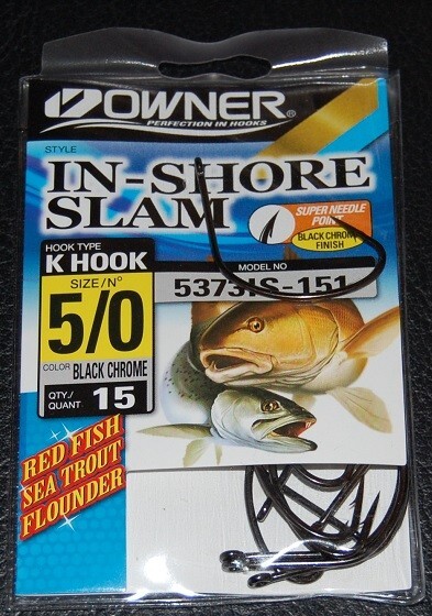Owner 5373IS-151 In Shore Slam Size 5/0  K Hooks 15 pack Flounder Red Fish Trout