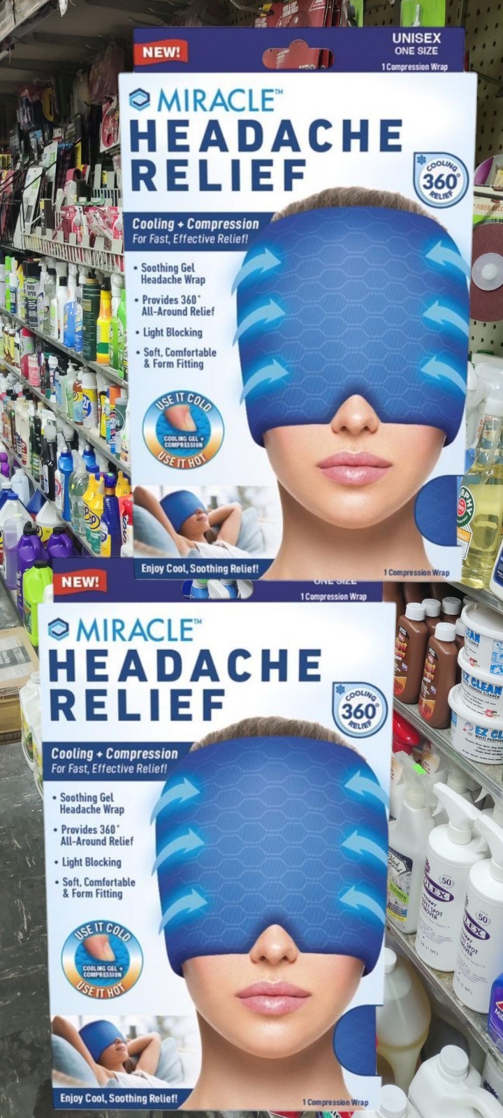 2 Pack Miracle Headache Relief Cooling and Compression Cap, 360 Degree  Coverage