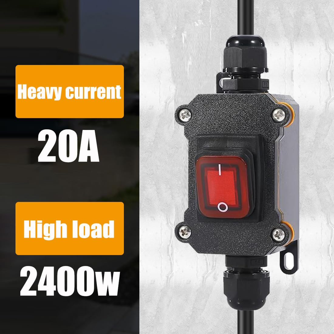 Waterproof Inline Cord Switch,DPST AC 20A-125V,16A-250V On Off Toggle Switch wit