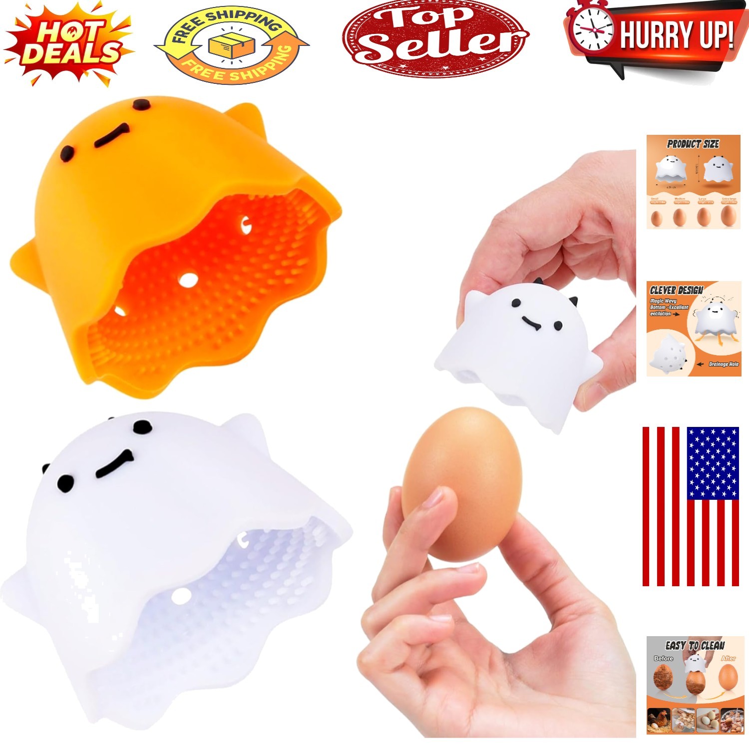 Versatile 2Pcs Silicone Egg Cleaner - Perfect for Fresh Eggs, Fruits & Veggies