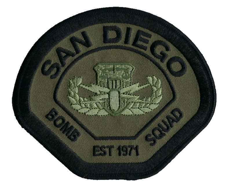 *HTF* San Diego CA California Bomb Squad subdued olive green patch - NEW!