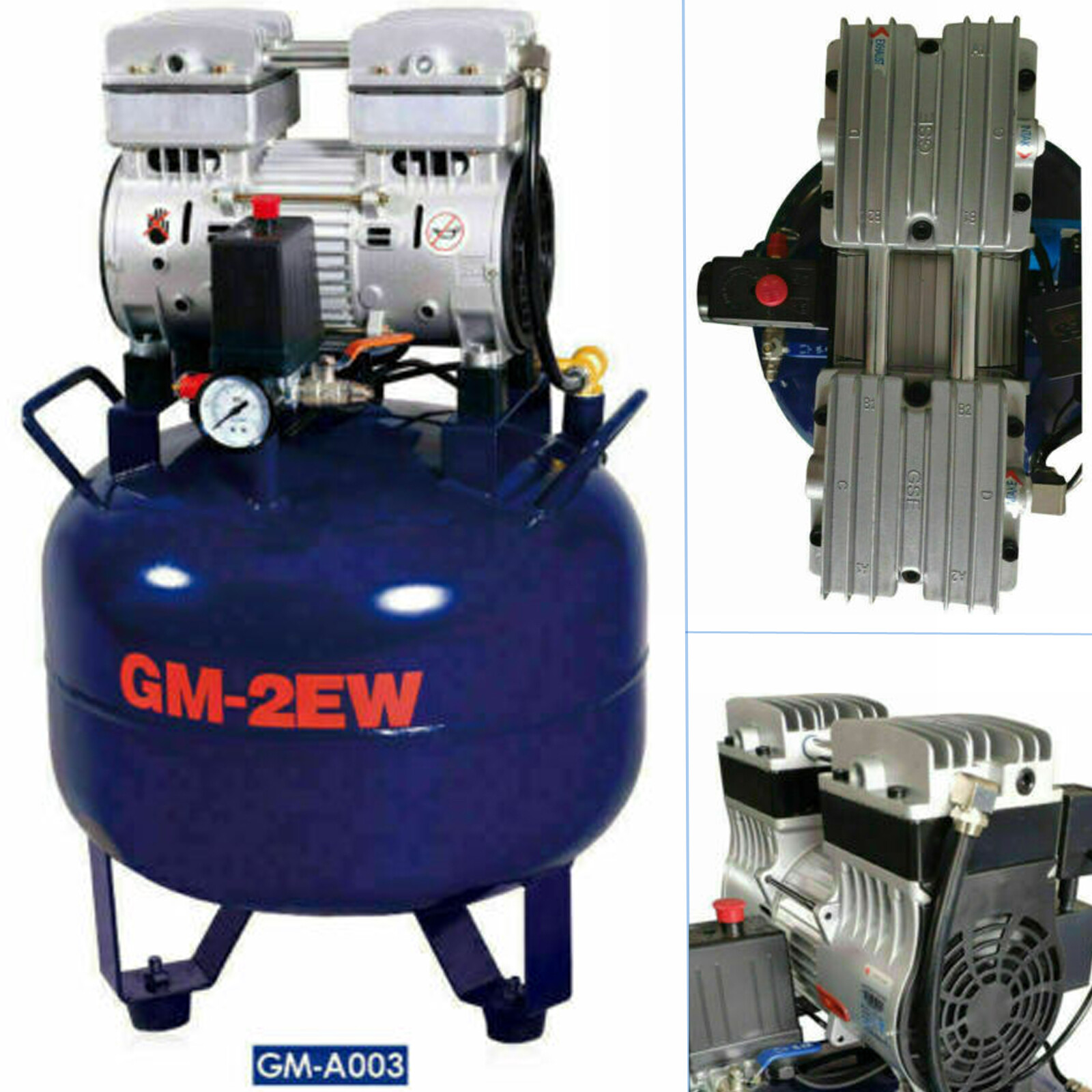 32L Dental Medical Air Compressor Silent Noiseless Air Compressor Oilless 115PSI