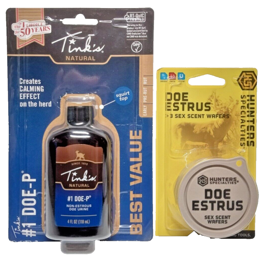 TINK'S #1 DOE P - 40Z - &- HUNTERS SPECIALTIES DOE ESTRUS SEX SCENT WAFERS - 3PK