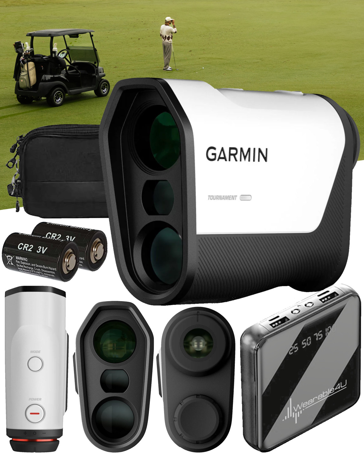 Garmin Approach Z10 Golf Laser Range Finder Up To 350 Yards w/ CR2 & PowerBank