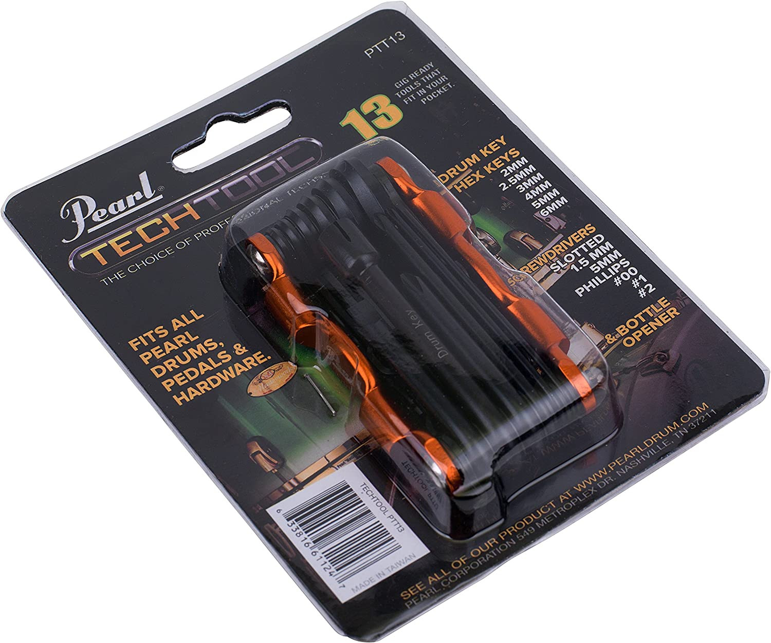 Tech Tool Combination Drum Key and Drum Set Multi-Tool with Five Screwdrivers, S