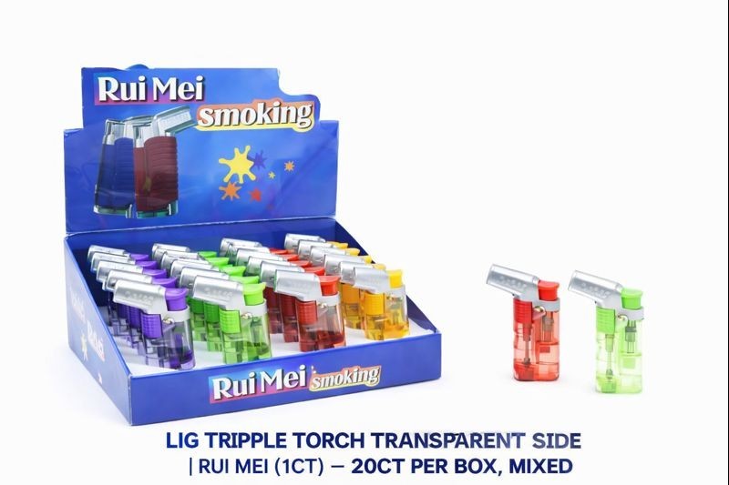 LIG TRIPPLE TORCH TRANSPARENT SIDE | RUI MEI  (1CT) – 20CT PER BOX, MIXED