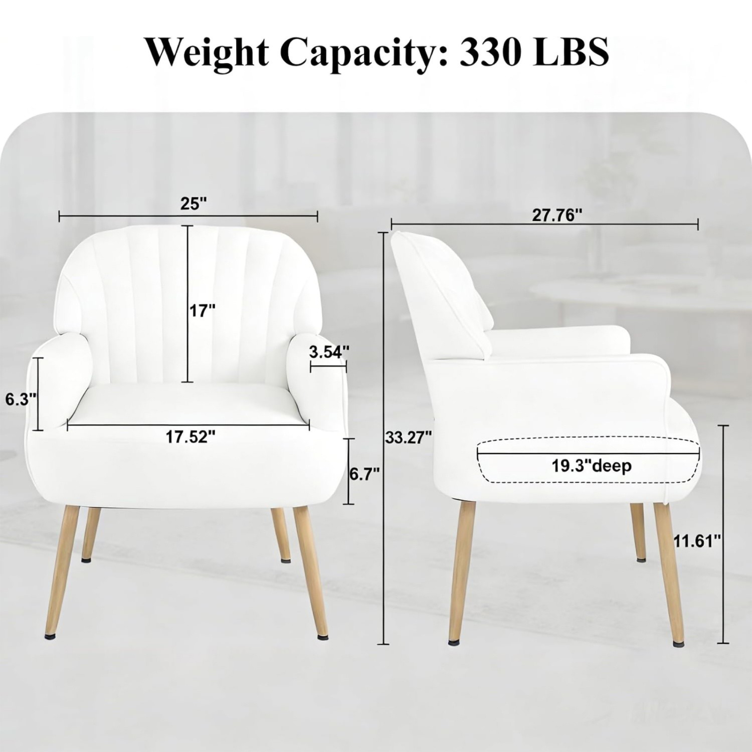 Modern Velvet Accent Chair Luxury Upholstered Single Armchair with Metal Legs
