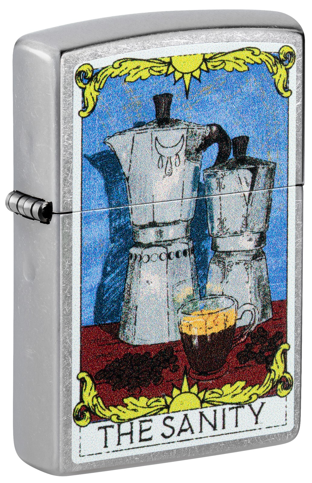 Zippo Coffee Sanity Street Chrome Windproof Pocket Lighter, 207-110765