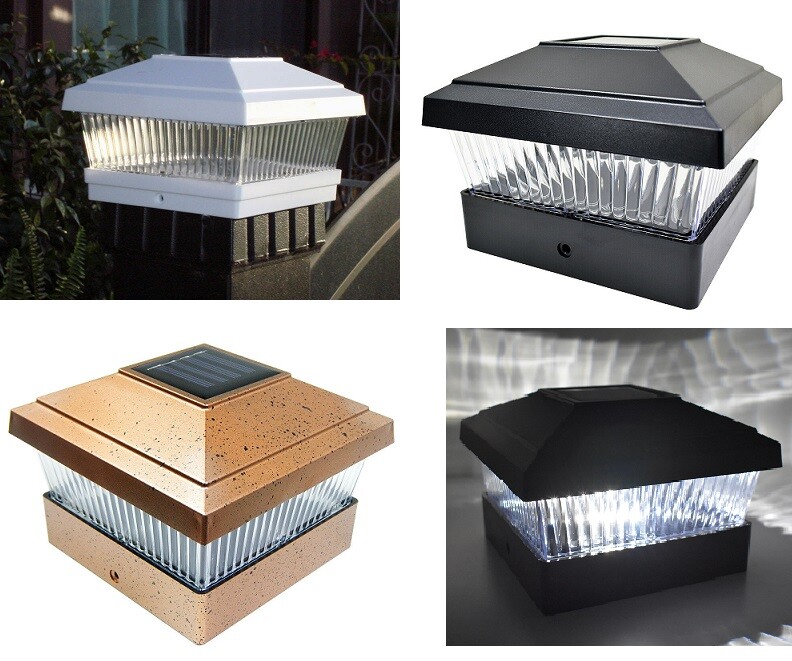 2/4/8/12Pc White/Black/Copper 5"X5" Solar LED Post Deck Cap Fence Light Lamp