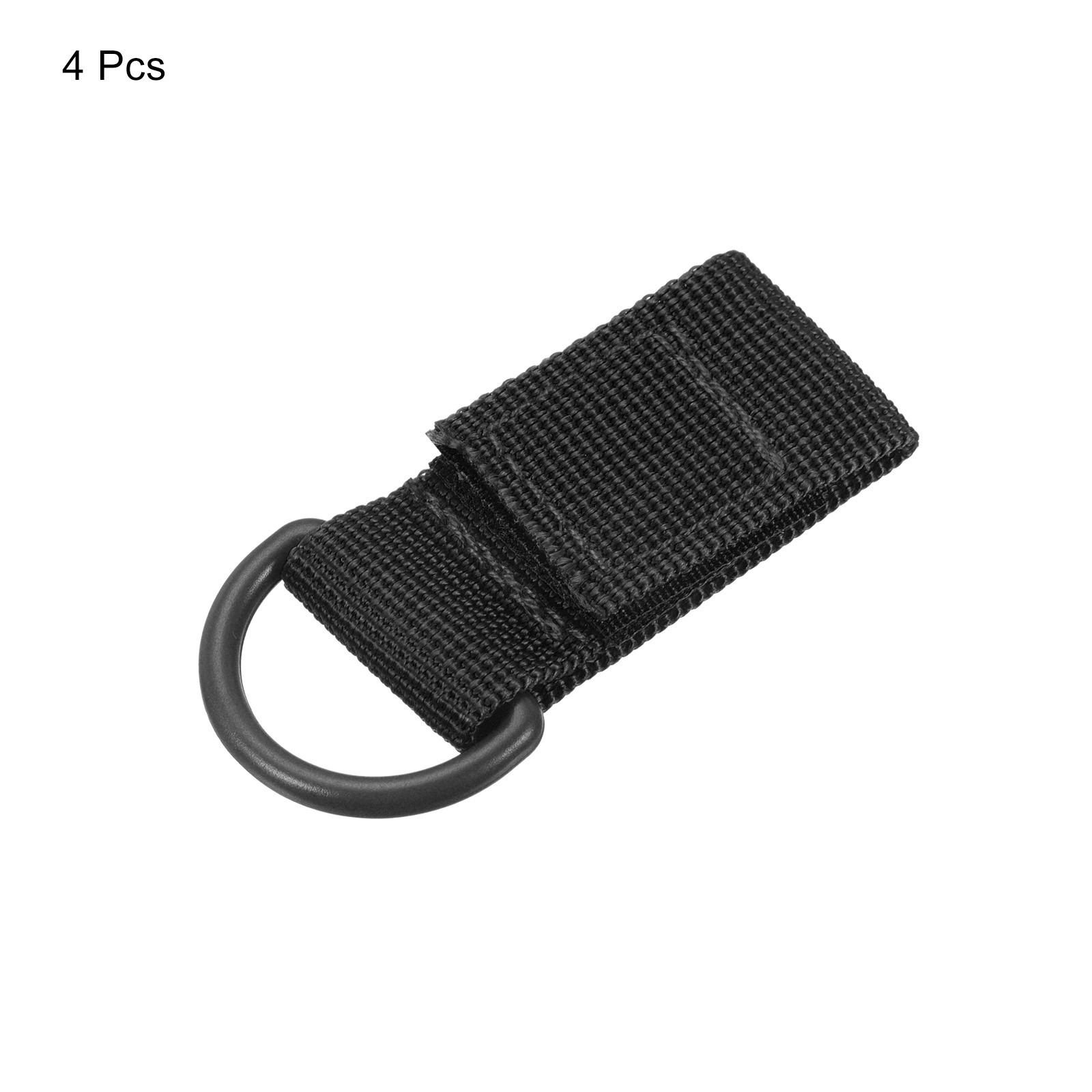 Belt Keeper Key Chain, 4Pcs D Type Nylon Webbing Strap Key Chain Hook, Black