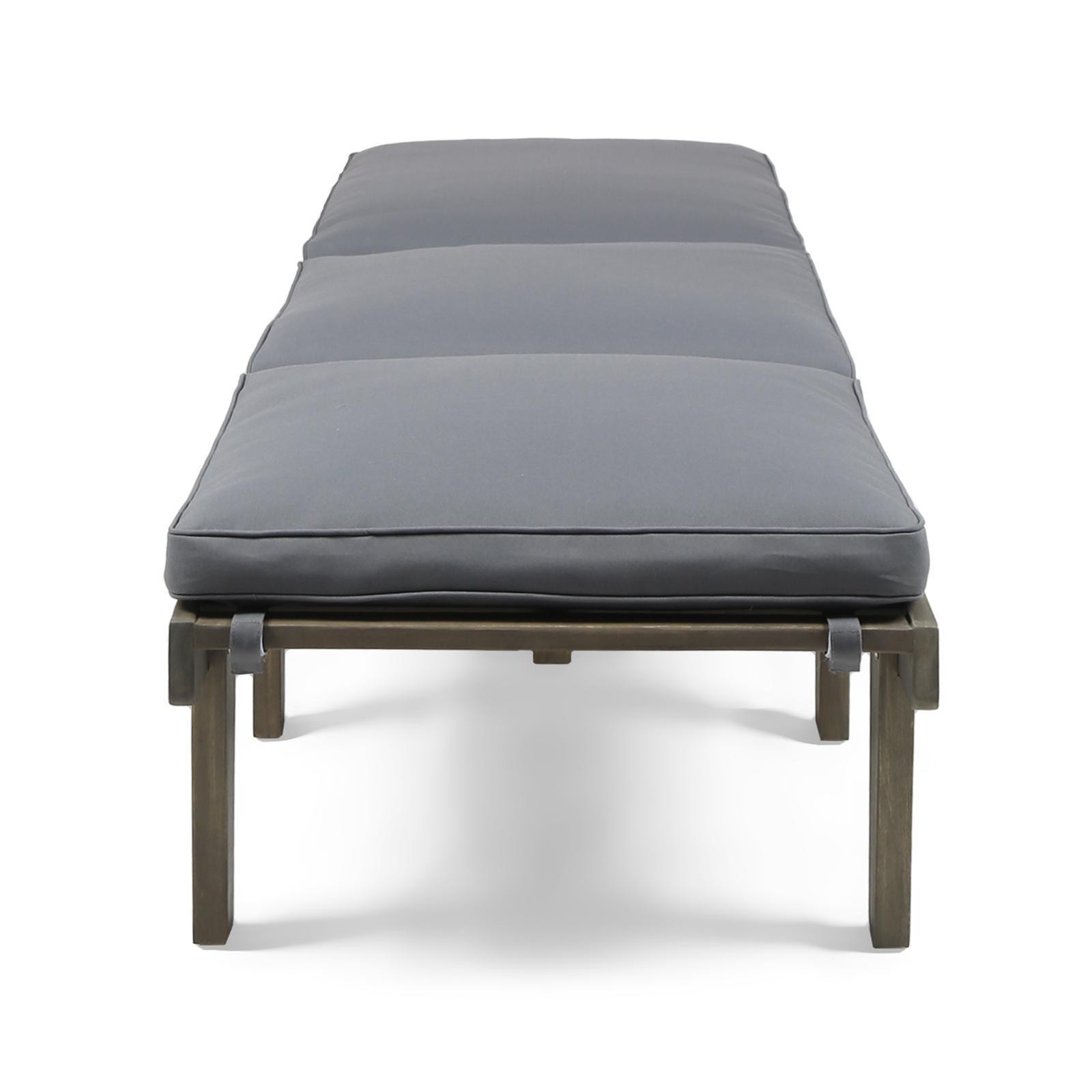 WOOD CHAISE LOUNGE W/ CUSHION