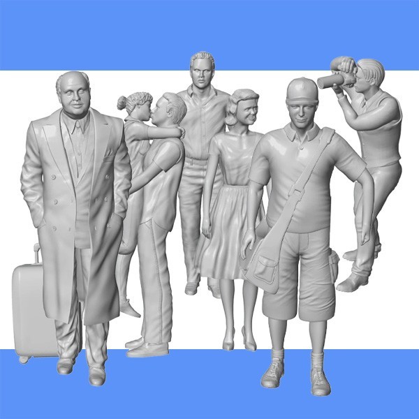 HO SCALE EVERYDAY FIGURES (BATCH B) 1/87 UNPAINTED RESIN 3DP 250 VARIETIES