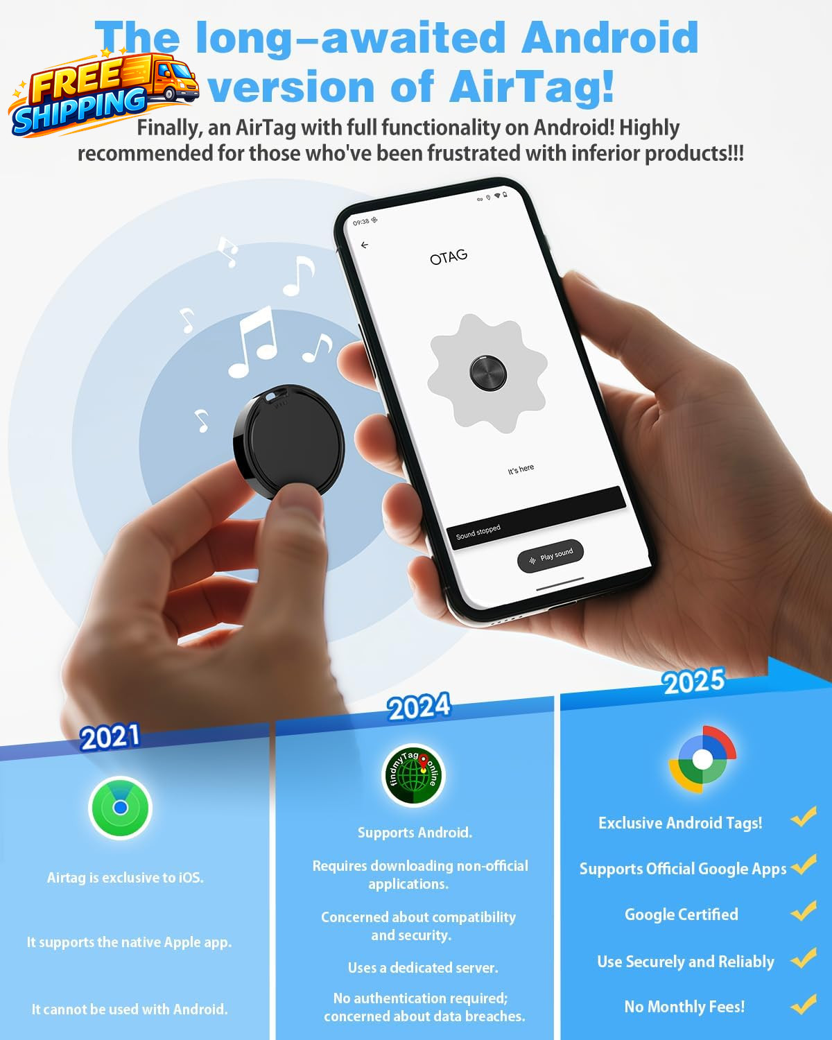 Air Tags for Android Air Tags4 Pack Android Android Tracker Tags 2 Year Battery