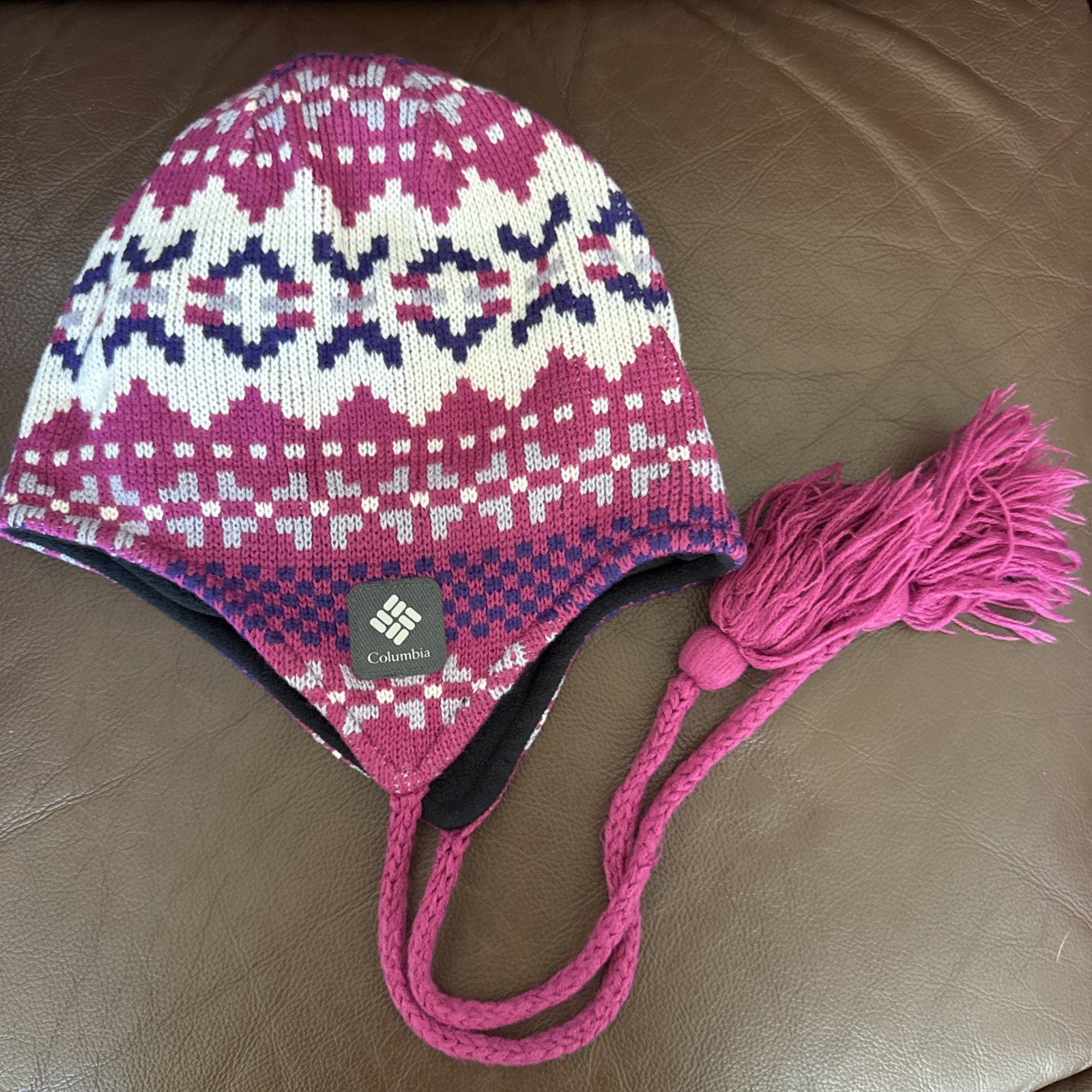 Columbia Sportswear Co Purple and Fuschia Knit Hat Cat Beanie Unisex O/S EUC