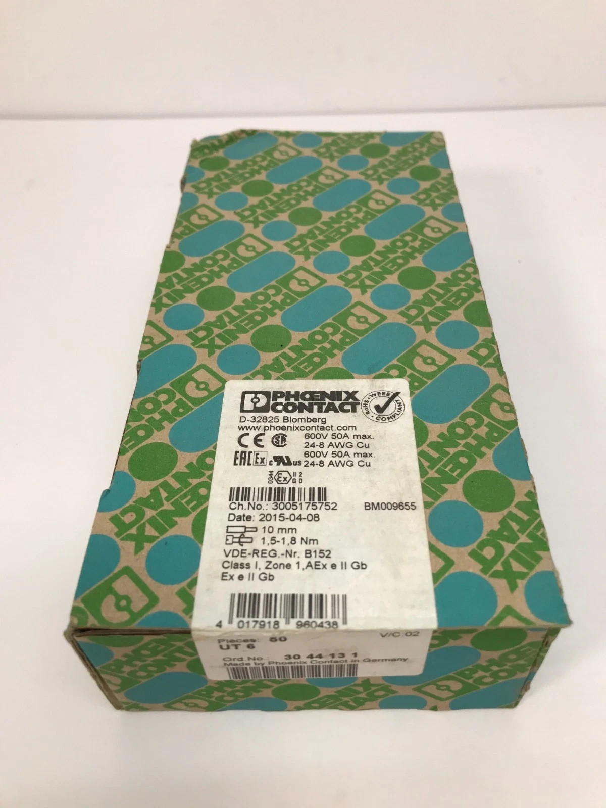 Phoenix Contact UT 6 30 44 13 1 (600V 50A) (Box of qty 50) - New in Box