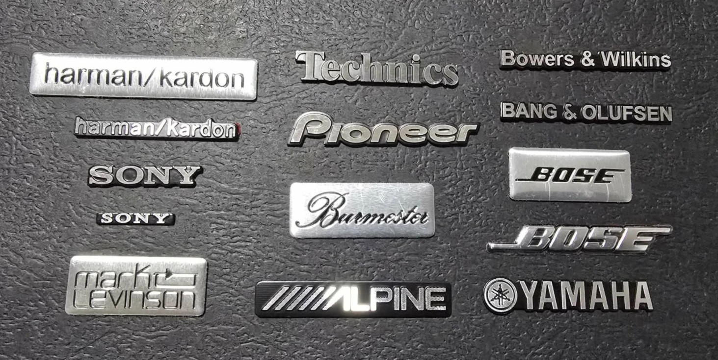 Metal Emblem Sticker Car HiFi Logo Self Adhesive - Various Varieties, C-Stock