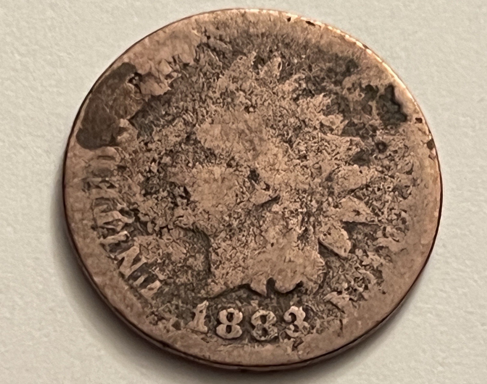 1883 Indian Head Cent Heavy Wear US Copper BN481