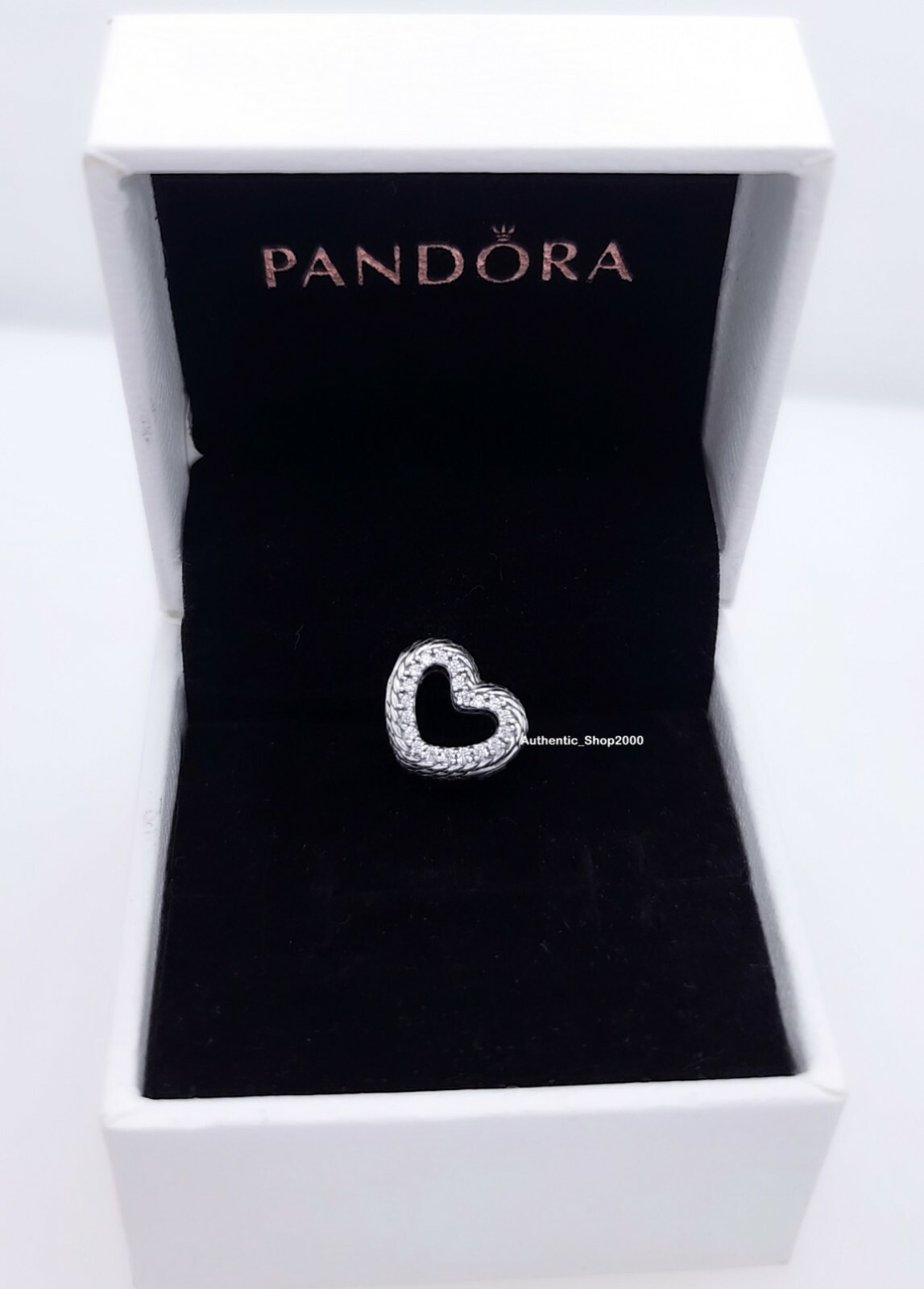 New 100% Authentic PANDORA 925 Snake Chain Pattern Open Heart Charm 799100C01