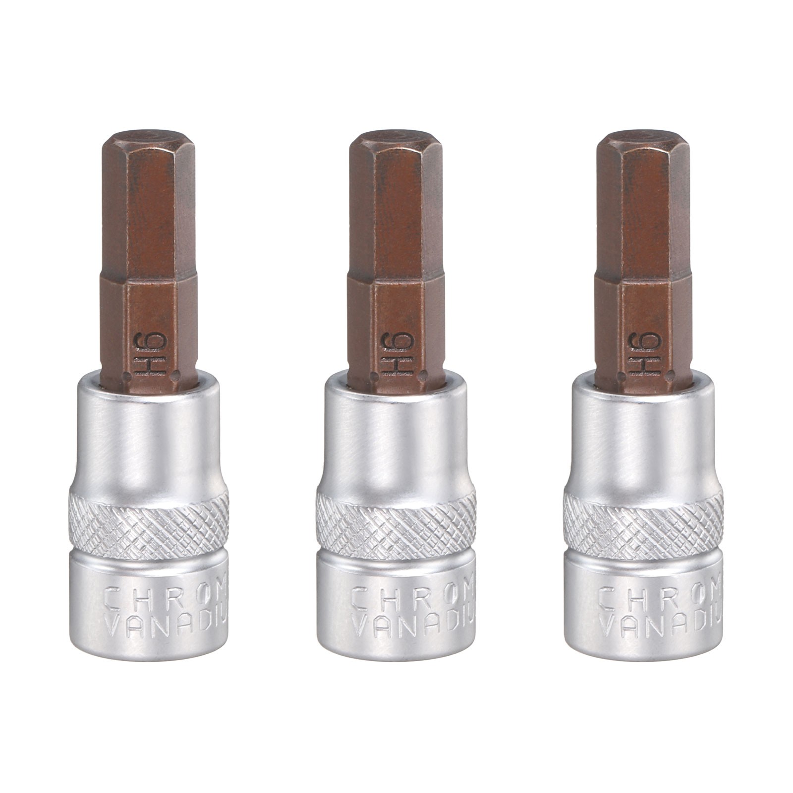 3pcs H6 Hex Bit Socket 1/4" Square Drive Metric Extension Impact Bit Red,