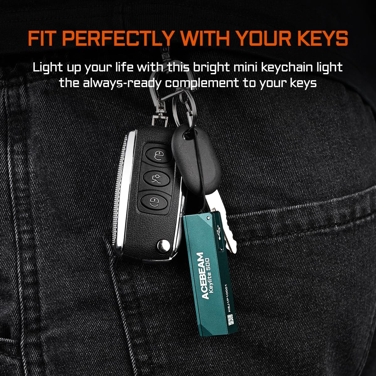 Keylite 500 High Lumens Keychain Flashlight Rechargeable, Ultra-Compact Flat ...