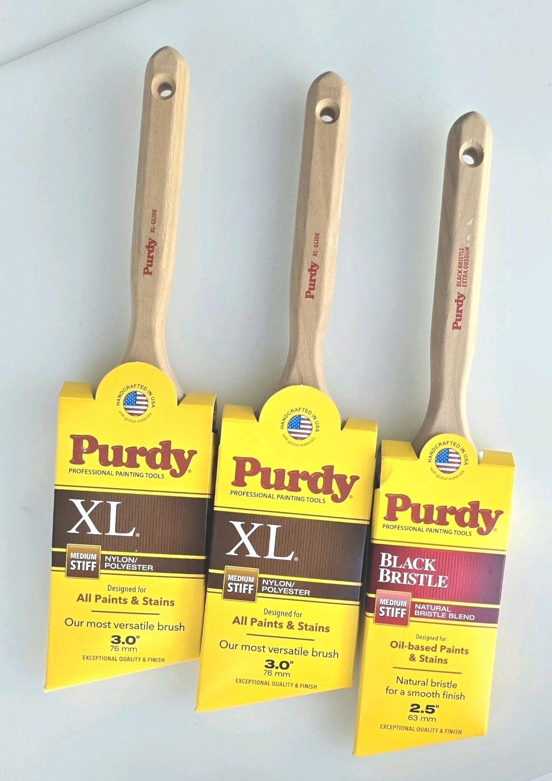 Lot of three NEW Purdy Paint Brushes XL Nylon/Polyester and Black Bristle