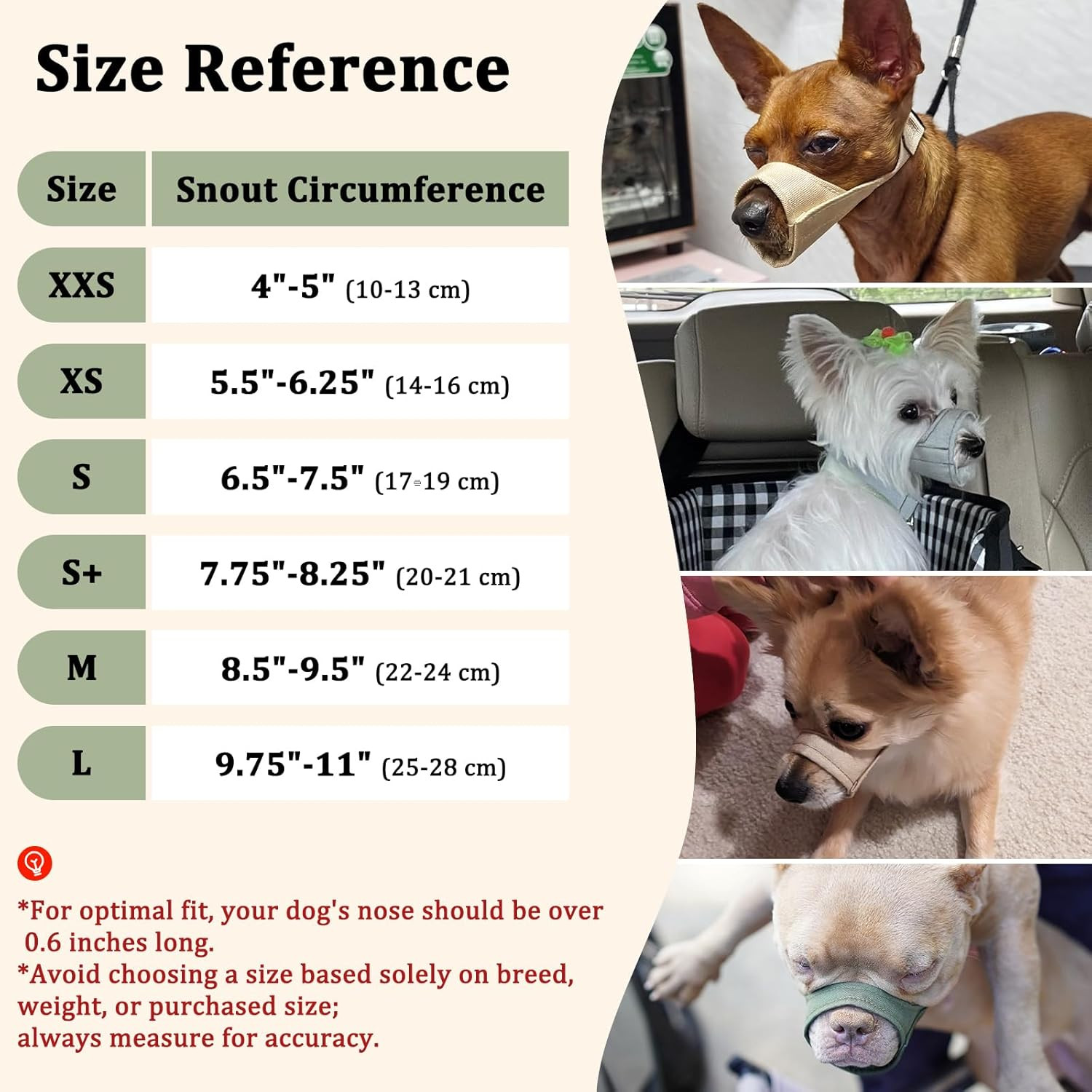 Short Snout Dog Muzzle, Small Muzzle for Chihuahua Shih Tzu American Bully Boxer