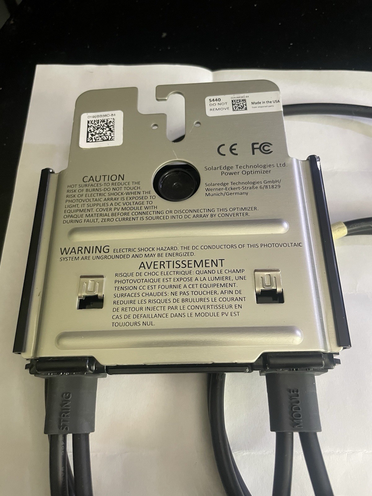 SolarEdge S440 Solar Power Optimizer, Grid-Tie DC, MC4 Connectors