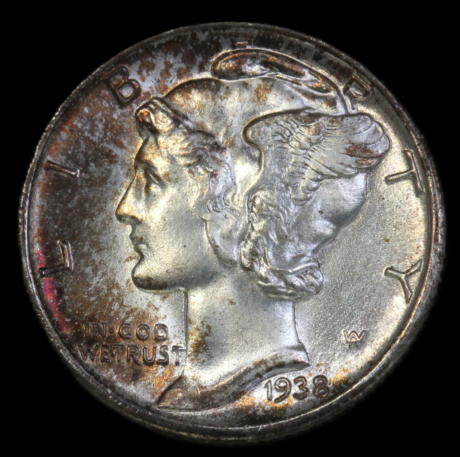 1938 10C Mercury Dime FSB-Gem BU/ free shipping-JAM-510
