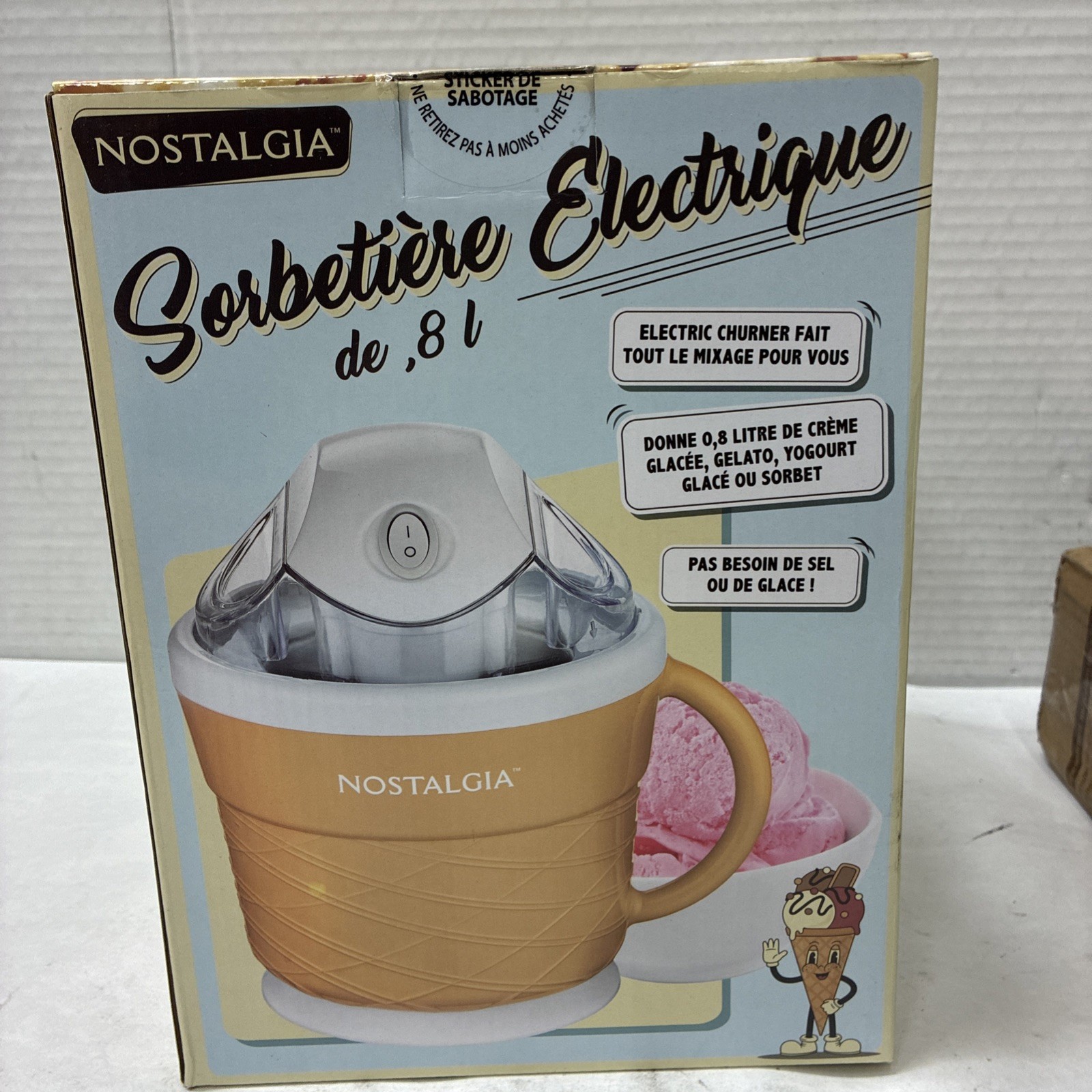 Nostalgia Electric Ice Cream Maker - Old Fashioned Soft Serve Tan