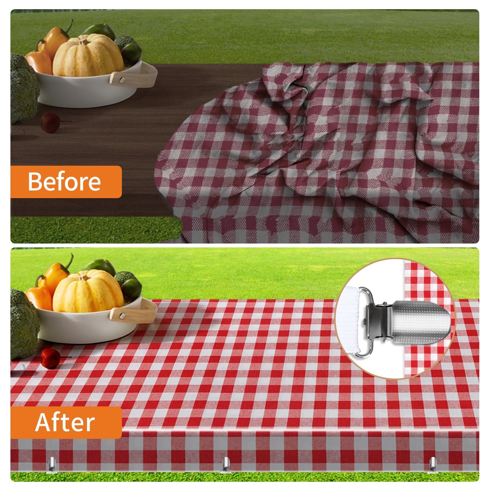Table Cloth Holder Clips Hidden Straps 5 Pack,Adjustable Elasticity Picnic Ta...