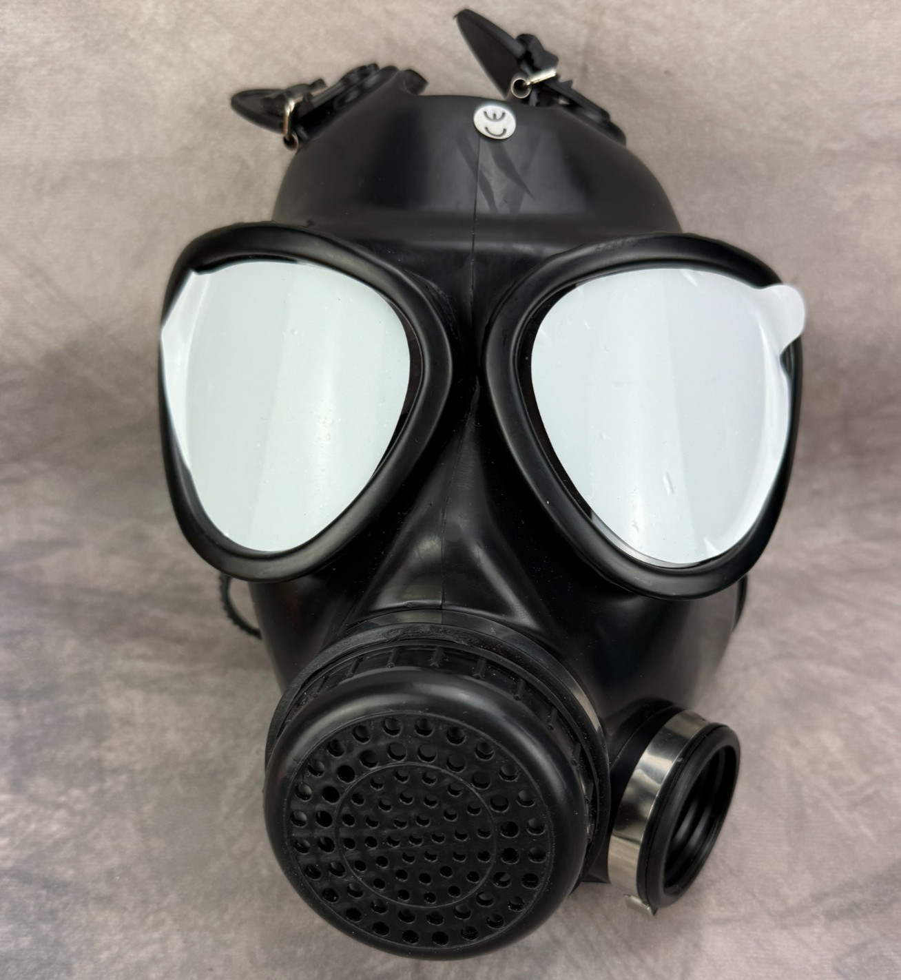 Full Face Gas Mask Respirator Black Rubber Mask No Filter Dual Lens New