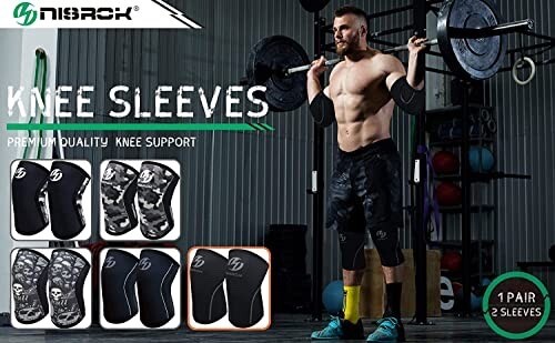 Knee Sleeves (1 Pair), Neoprene Compression Knee Braces, Great Support Sz Large