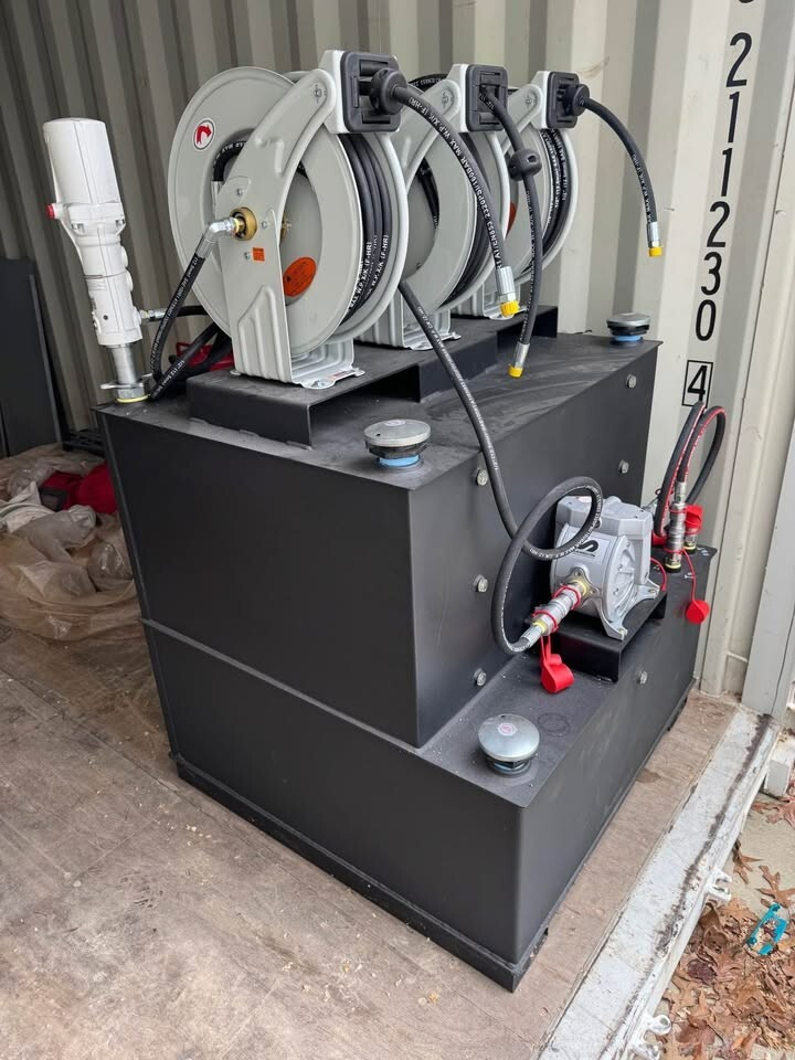 lube oil skid, mobile lube skid, oil, pump,hose reel, used oil, container
