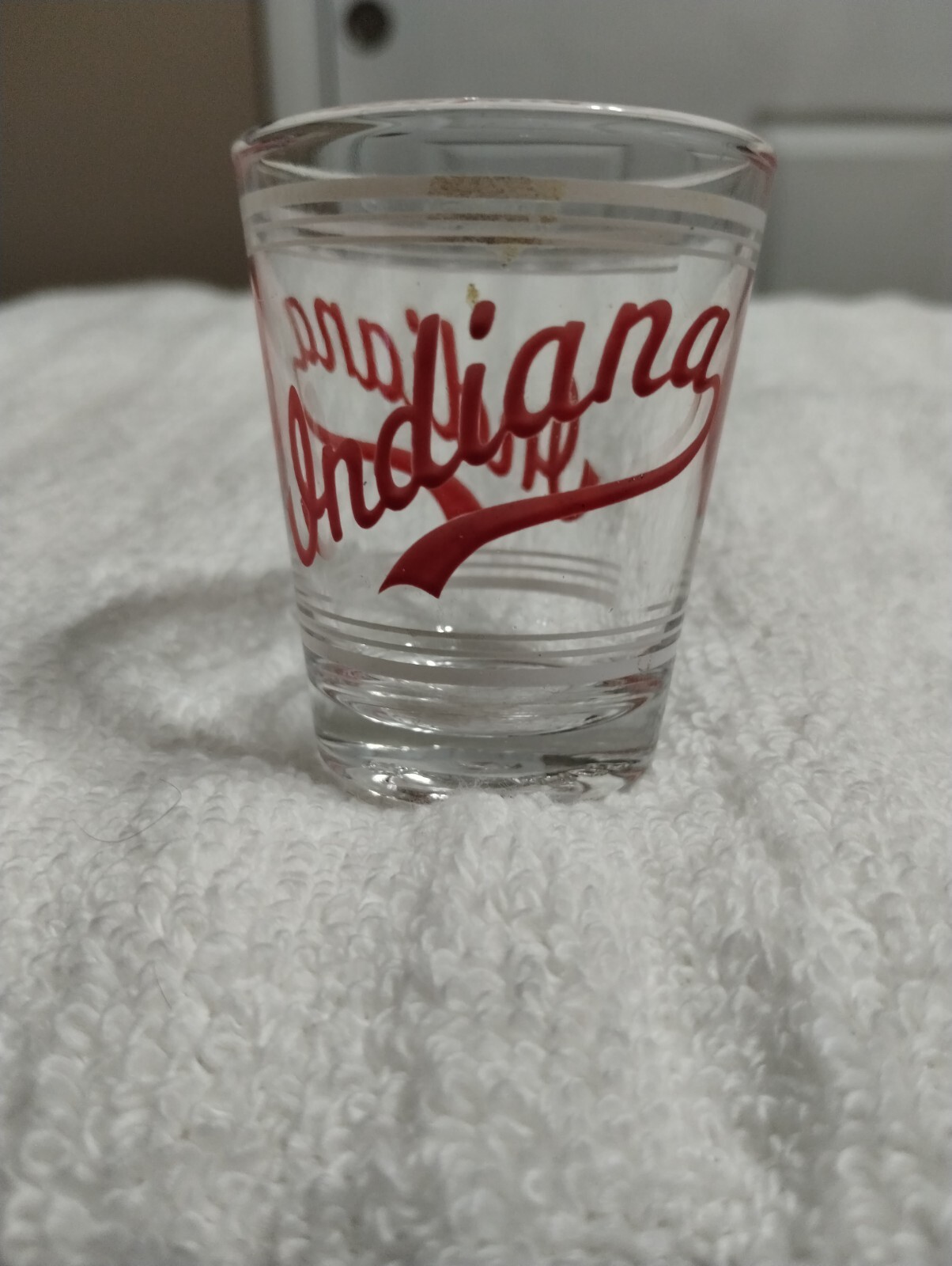 SHOT GLASS 2-1/4" INDIANA Red and White FREE SHIPPING