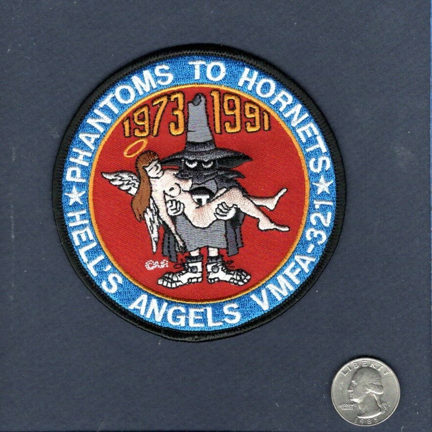 VMFA-321 HELLS ANGELS F-4 PHANTOM To F-18 HORNET 1991 USMC Squadron Patch