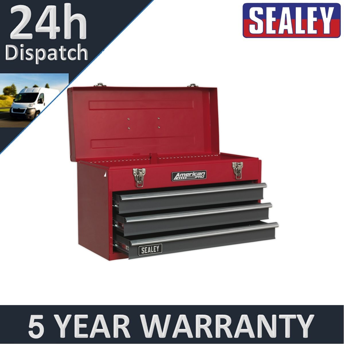 Sealey American PRO� Tool Chest 3 Drawer Red/Grey AP9243BB