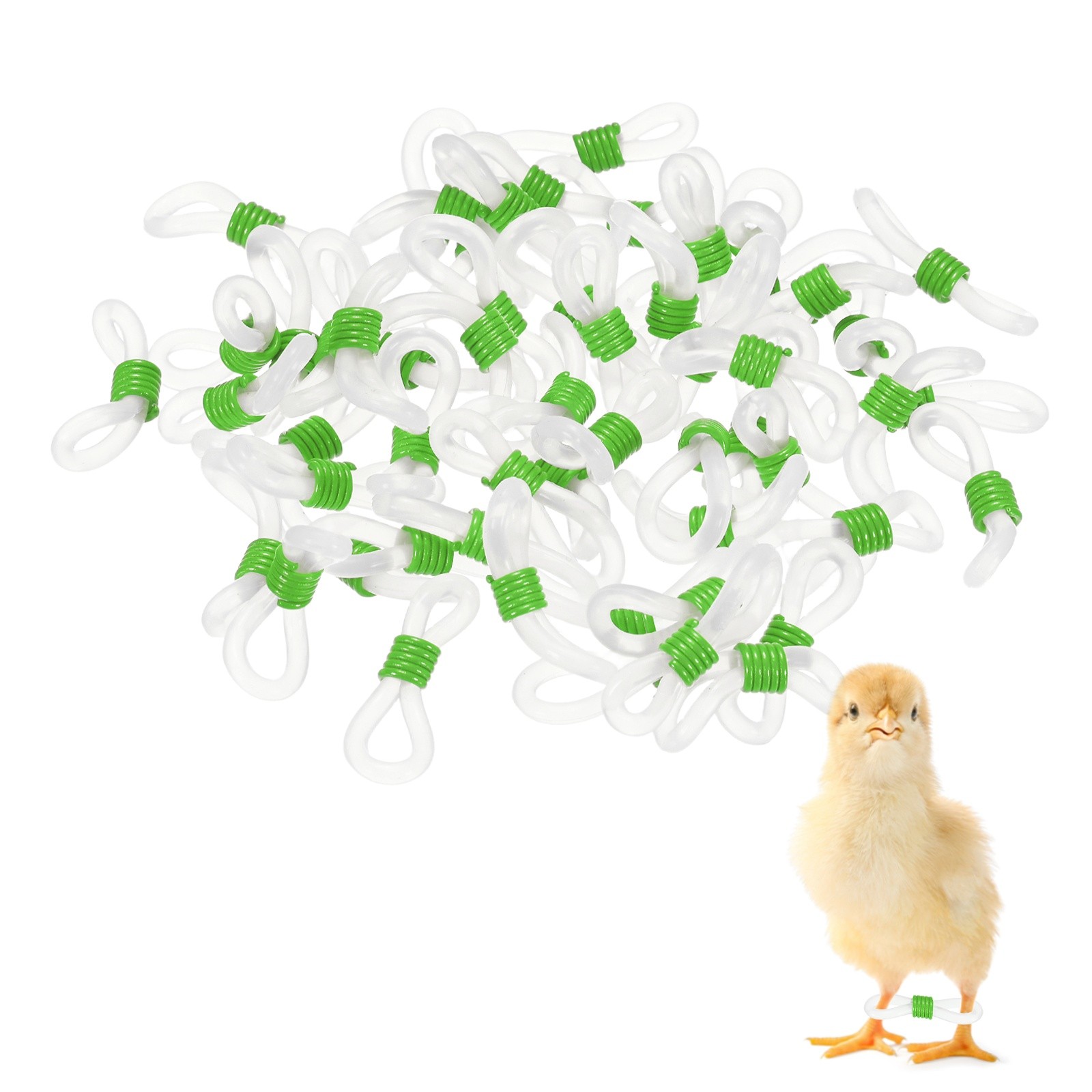 50-Pack Chick Leg Bands, Silicone Poultry Leg Bands for Chicks Ducks [Green]