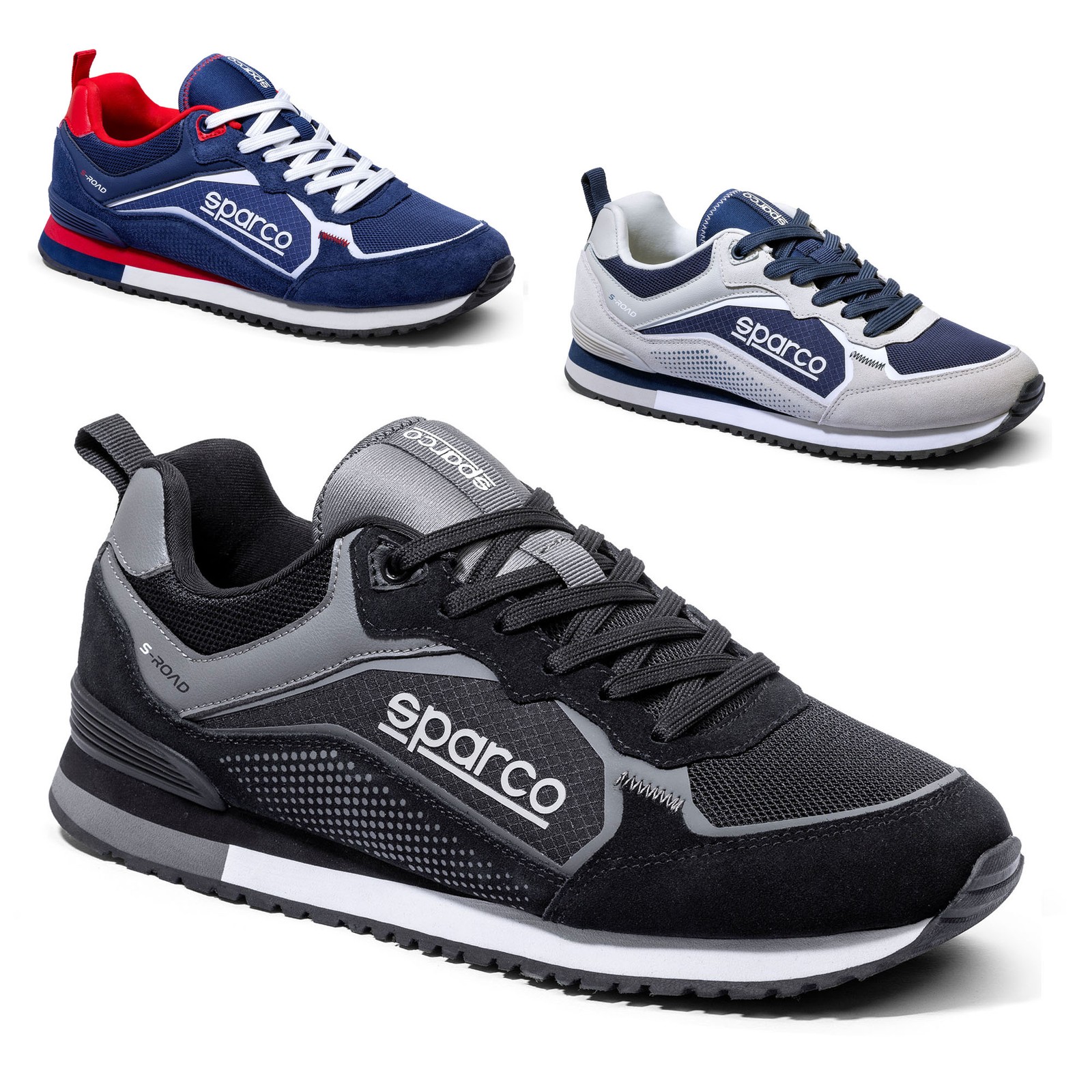 2026 Sparco Teamwear S-ROAD Sports Trainers Shoes Microfibre Breathable Fabric